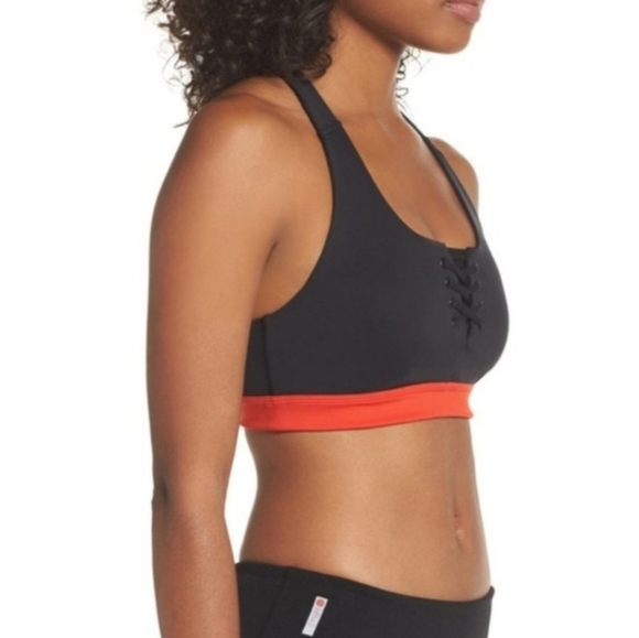 NWOT Zella Laced Sports Bra Size L Black & Red - Picture 2 of 12
